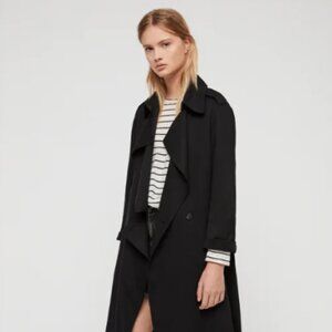ALLSAINTS Bexley Mac Trench Coat, Black, Size M